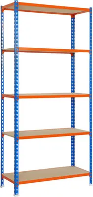 Image de Rayonnage lourd Simonrack MADERCLICK PLUS 5/500 458100025201055 bleu, orange 100,0 x 50,0 x 200,0 cm
