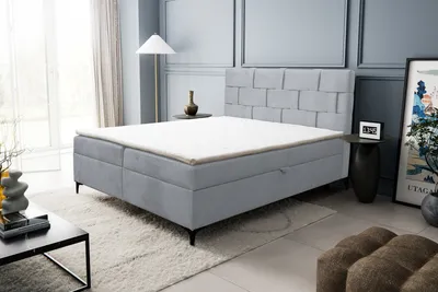 Produktbild von VENASI CHARLOTTE Boxspringbett 180x200 mit 2 Bettkästen und TOPPER H2/H3 Matratze GRAU CASTEL 85