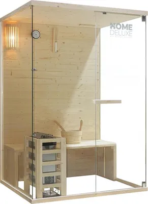 Immagine prodotto di Home Deluxe - Sauna tradizionale ARUNA M - dimensioni: ca. 130 cm × 110 cm × 190 cm, legno: abete rosso, vetro di sicurezza trasparente da 8 mm - incl. riscaldatore e accessori per sauna