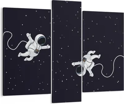 Produktbild von Bild auf Leinwand - Leinwandbild - 3 Teile - Cartoon Astronauten Kosmos - 95x80cm - Wand Bild - Wanddeko - Wandbilder - Leinwanddruck - Bilder - Wanddekoration - Leinwand bilder - CB95x80-4867
