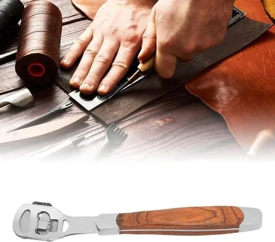 Edelstahl scharfer Skive mit Holzgriff für Lederbearbeitung und Lederverarbeitung DIY-Projekte