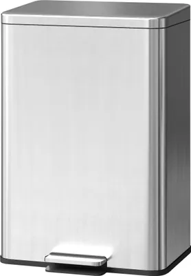 Image de Poubelle Treteimer, 20 litres, avec couvercle à fermeture douce, poubelle avec seau intérieur amovible, couleur argent | Acier inoxydable | 34,2 x 30,6 x 44,2 cm