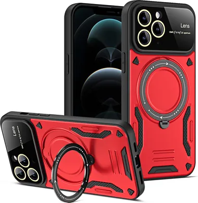 Produktbild von Rüstung Handyhülle für iPhone 11 Pro Dual-Layer Magnetisches Ringhalter Ständer Hülle Rot