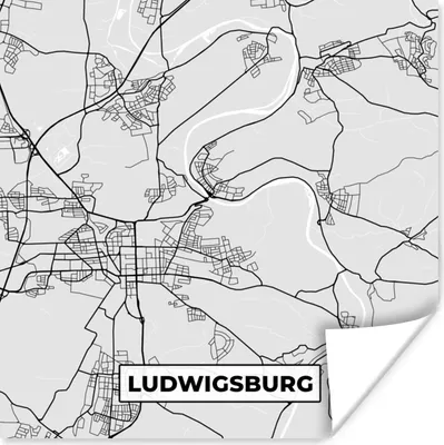 Produktbild von MuchoWow® Poster Stadtplan - Ludwigsburg - Karte - Deutschland 50x50 cm - Wohnzimmerdekoration