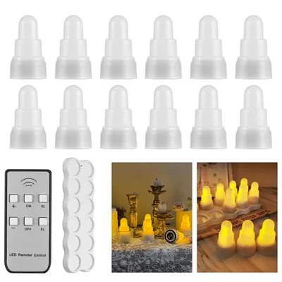 Produktbild von LED Kerzen Set 12 Stück flammenlos mit Fernbedienung, wiederaufladbare Deko Kerzen warmweiß für Hochzeit & Party