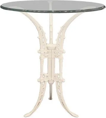 Produktbild von Casa Padrino Luxus Jugendstil Beistelltisch Weiß Ø 70 x H. 74 cm - Handgeschmiedeter Schmiedeeisen Tisch mit Glasplatte - Wohnzimmer Garten Terrassen Möbel