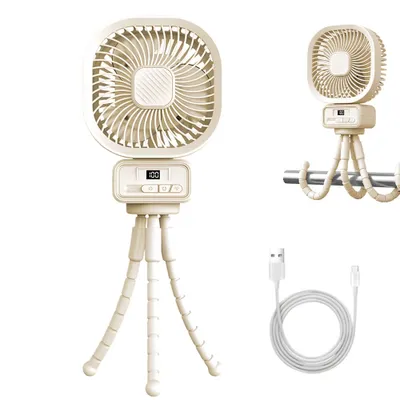 Image de Ventilateur portable pour poussette, petit ventilateur à clipser, amovible, 3 vitesses, rechargeable, orientable à 270°, pied flexible