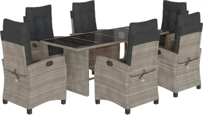 Image de vidaXL Ensemble de jardin 7 pièces avec coussins gris clair Poly rotin