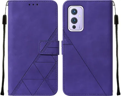 Produktbild von OnePlus 9 Hülle, Schlank Prägung Flip Leder Kartenfächer Schutzhülle mit Ständer für OnePlus 9 Lila