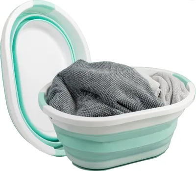 Image de Linden Berg 1035 Linden Berg Panier à linge, pliable, 36 litres, turquoise/blanc