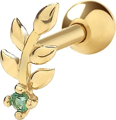 Produktbild von Raffinierte 9 Karat (375) Gold Damen - Einzel Knorpel Ohrstecker mit Zirkonia - 7mm*4mm; TRS26232