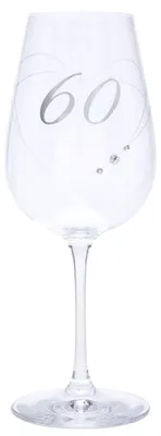 Weinglas zum 60. Geburtstag, geätztes Herz, 550 ml