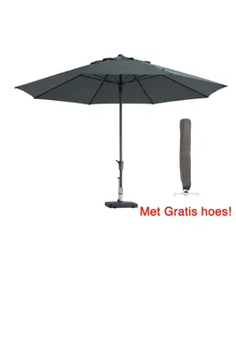 Produktbild von Luxus-Sonnenschirm rund 400 cm Grau mit Hülle | Sonnenschirm in Spitzenqualität | XXL-Sonnenschirm Madison Timor | 100 % Polyestergewebe
