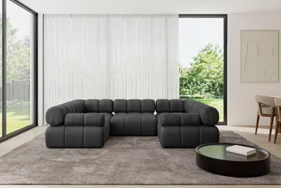 Produktbild von ALTDECOR Modulares Sofa Ecksofa in U-Form - Birno-U1 - 285x190x70 cm Schwarz Corner modular Sofa Eckcouch Couch Wohnlandschaft Cauchsofa Polstersofa