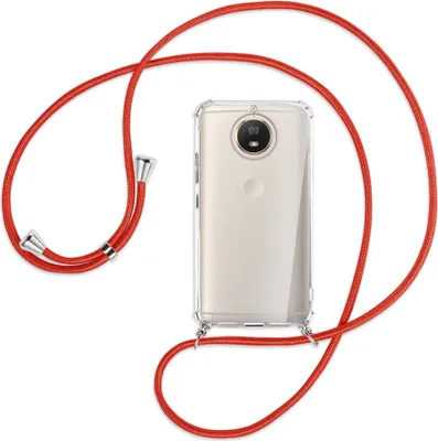 Produktbild von Handykette Backcover-Schutzhülle mit Band (Metall silberfarben) für Motorola Moto G5S - rot