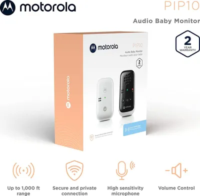Image de Motorola Motorola Nursery Baby Monitor PIP10 - 230V - Unité parentale portable - 300 mètres de portée - 2 alimentations incluses - plastique - blanc