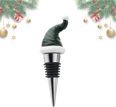 Productafbeelding van Kerstmuts Wijnstopper - Fles Kurk - Drank n - Feestelijk Ontwerp - 10.5 cm - Rood
