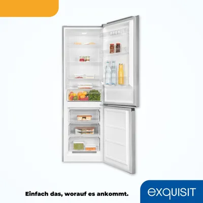 Produktbild von Exquisit Kühl-Gefrierkombination KGC320-95-E-040C inoxlook | Nutzinhalt: 315 L | Standgerät