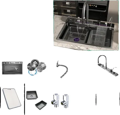 Immagine prodotto di Lavello in acciaio inox, dimensioni 750 x 460 mm, cestello di scarico integrato, 80X46CM-ZZ