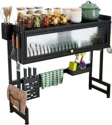 Zdjęcie produktu dla Dish Drying Rack Multifunctional Carbon Steel and PC Sink Dish Drainer Drying Rack for Kitchen