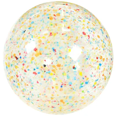 A round, speckled fitness ball on a white background.