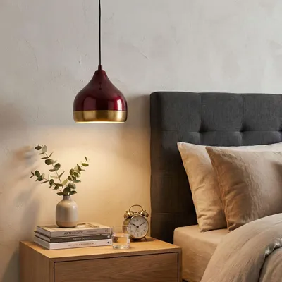 Produktbild von Opviq, Moderne Kronleuchter mit verstellbarer Höhe (25-112 cm), Claret, Metallkörper, Ø17 h:16 cm, E27 Fassung, max. 40 W, IP20, ideal für Hotel & modernes Zuhause.
