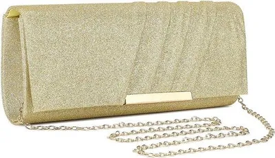 Imagen del producto de Bolsa de mano (clutch) Unyqoos® de satén, 25x3x11 cm. Bolso de hombro para mujer con cadena y cierre magnético, ideal para llevar el teléfono, tarjetas y cosméticos, perfecto para bodas y fiestas