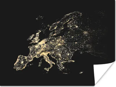 Produktbild von MuchoWow® Poster Karte - Europa - Schwarz - Gold 40x30 cm - Plakate für die Wände - Poster Wohnzimmer