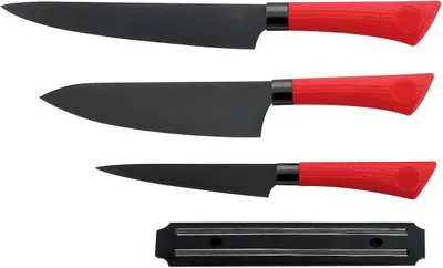Produktbild von Hochwertiges Messerset 4 tlg.Titan Küchenmesser Kochmesser  Magnethalter