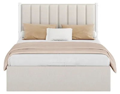 Immagine prodotto di Letto matrimoniale 160x200 cm con struttura e rete a doghe pieghevoli | Beige | 163,4 x 209,3 x 110 cm