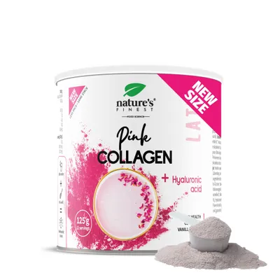 Produktbild von Pink Collagen Latte – Kollagen & Ashwagandha – Vanille Geschmack – Organic – Nature’s Finest – 125 g
