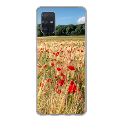 Produktbild von MuchoWow® Handyhülle Schutzhülle Hülle für Samsung Galaxy A71 Wilde Mohnblumen auf einem großen Feld Silikon Softcase Handy Hülle - Kartenbesitzer