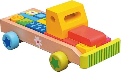 Produktbild von Holz Auto mit Bausteinen zum Erlernen von Formen und Farben, 27x11x15cm, ab 18 Monaten