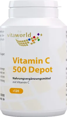Obrázek produktu pro Vitaworld Vitamin C 500 Depot | 120 kapslí | s dlouhodobým účinkem | vysoké dávky | veganské