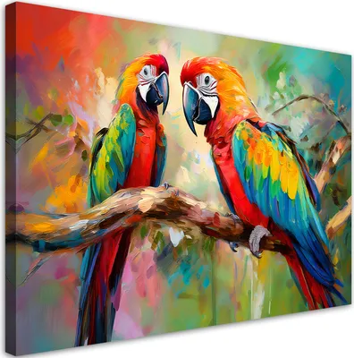 Produktbild von Leinwandbild Papageien Vögel Tiere Bunte 90x60 Feeby Bunt bild für die wand bereit zum aufhängen