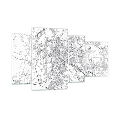 Produktbild von Bilder auf glas - 4 Teile - Stadt Karte Rom - 120x70cm - Glasbilder - Wandbilder - Bilder - zum Aufhängen bereit - Wanddekoration aus Glas - Glas Bilder - Wandbild auf Glas - GDL120x70-4682