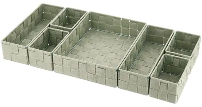 Immagine prodotto di Organizer per cassetti in poliestere intrecciato, 7 cestini portaoggetti - verde salvia - Tendance