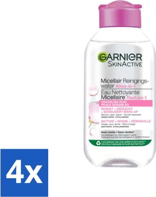 Produktbild von Garnier – SkinActive – Mizellen-Reinigungswasser – Empfindliche Haut – Reisegröße – 100 ml - Vorteilspack - 4 Stücke