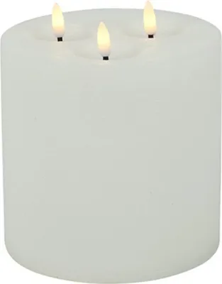 Produktbild von Countryfield LED-Stumpenkerze Ø15×17,5 cm Weiß 3-flammig Rustikal – warmweiß flackernd