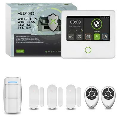 Produktbild von HUXGO Alarmanlage WLAN GSM 4G Set 1x Bewegungsmelder, 3x Türsensor App HXA502