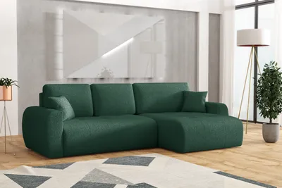 Obrázok produktu pre Rohová sedačka Emoebel24 s rozkladacou funkciou a úložným priestorom, tvar L, rozmer 280x142x87 cm, farba: zelená (UNO)