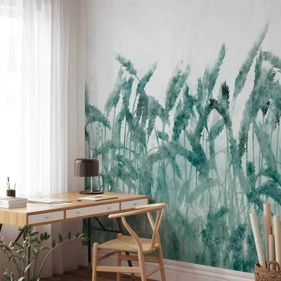 Produktbild von Selbstklebende Folie Fototapete - Blue Ears of Wheat 147x105 cm Blumen b-A-0777-a-a