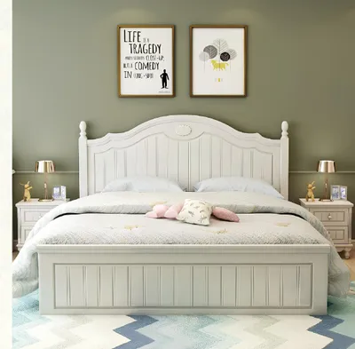 Produktbild von Bett Landhaus Stil Betten Doppel Holz Luxus Design Möbel Schlafzimmer Holzbett