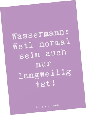 Produktbild von Mr. & Mrs. Panda Postkarte Spruch Wassermann Unikat - Lavendeltraum - Geschenk, Exzentrizität, Grußkarte, Geschenke Astrologie, Kreativität, Sternzeichen, Einzigartigkeit
