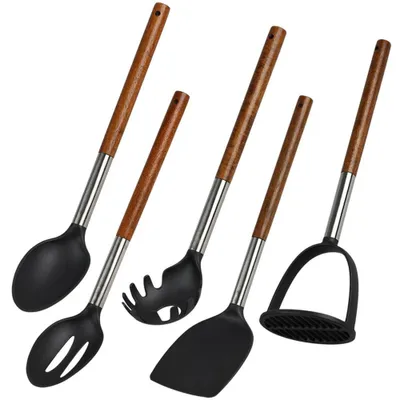 Produktbild von KESPER 5er Set Küchenhelfer, Akazie, Kochzubehör, Kochlöffel, Pfannenwender, Pastalöffel, 9422713