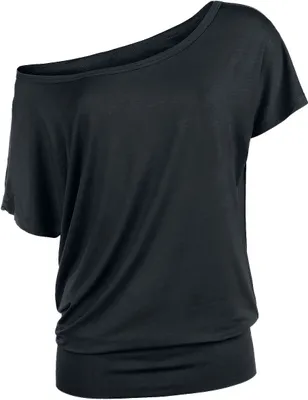 Produktbild von RED by EMP Damen schwarzes lockeres Basic T-Shirt lässig geschnitten mit breitem Bund M