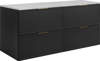 Immagine prodotto di Mobile da bagno, grigio scuro/bianco, maniglie dorate, 160 (2 x 80) x 46 x 57 cm