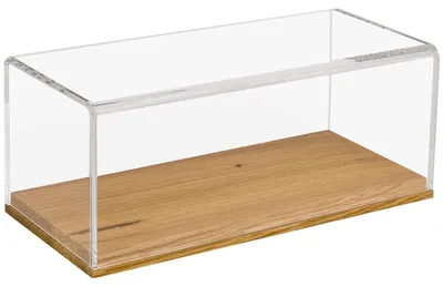 Acryl-Vitrinekast mit Holz-Sockel, 27x12x11 cm, Transparent