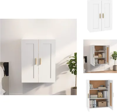 Image de vidaXL Armoire murale blanche 69,5 x 32,5 x 90 cm en aggloméré - Étagères murales