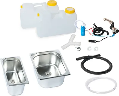 Produktbild von 12V Miniküche Verkaufsstand Bausatz Spüle 325x265x150x 325x176x150 Doppelbecken